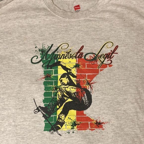 Unisex Skateboarding Minnesota Legit Tee Rasta MN Skater Twins TC MN - Picture 1 of 5